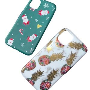 iPhone 11 Case Bundle Electronic Accessories Pineapple/Christmas Holiday Design!